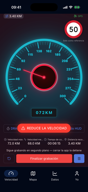 Alerta de exceso de velocidad