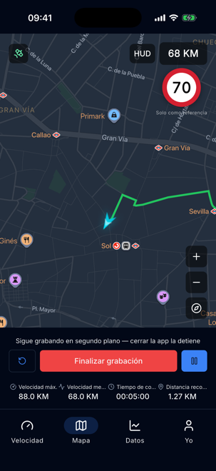 Seguimiento de la ruta en el mapa